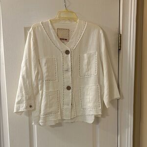 Johnny Was Cream Button-Up Jacket